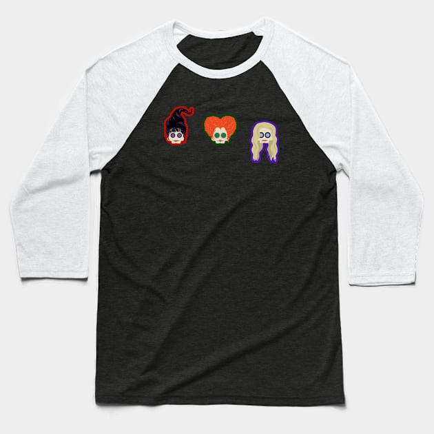 Sanderson Sisters Skulls Baseball T-Shirt by NeaandTheBeard